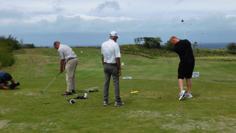 Vodafone Fiji 7s Coaching on the Driving Range with Fiji Police Commissioner Ben Groenwald and Fiji Golf Coach, Graeme Bell